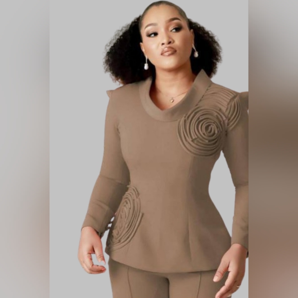 NWT - 2 Piece Stylish Camel Color Pants Set